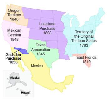 Review the map above. how did the idea of manifest destiny affect the u.s. border throughout the 180