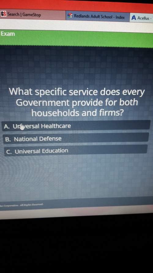 What specific service does every government provide for both households and firms a. universal healt