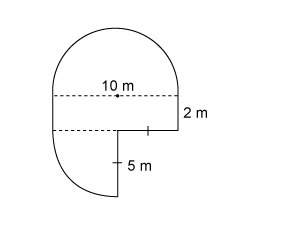 This figure consists of a rectangle, a semicircle, and a quarter circle. what is the per