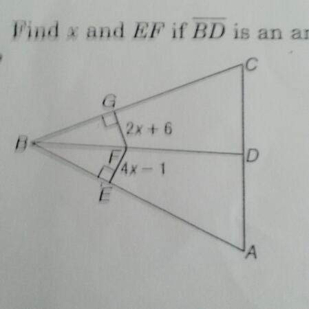 Find x and ef if bd is an angle bisector