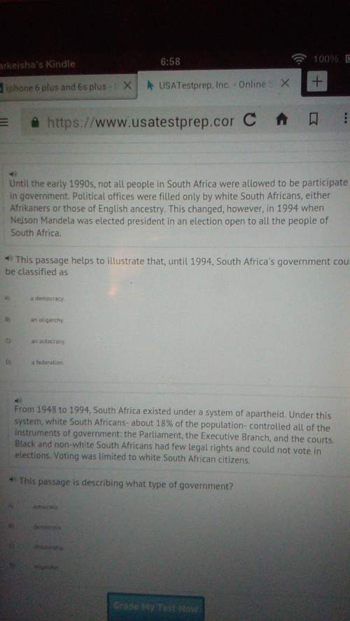 This passage to illustrate that, until 1994, south africa's government could be classified as