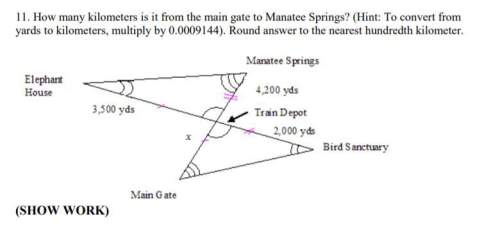 Pre algebra / ||| how many kilometers is it from the main gate to the manatee springs? (hint: to