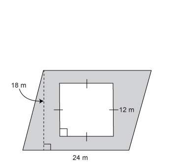 What is the area of the shaded part of the parallelogram?  a. 288 m²&lt;