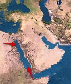 The arrows on this map are pointing to the a) red sea.  b) arabian sea.  c) persia