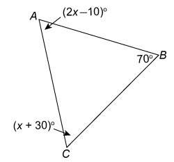 What is the measure of angle a in the triangle?   m∠a = °