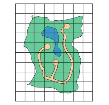 Each square on the grid represents 1 km2. what is the approximate area of this park?  a. abou