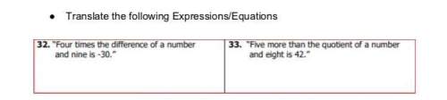 Translate the following expressions into equations