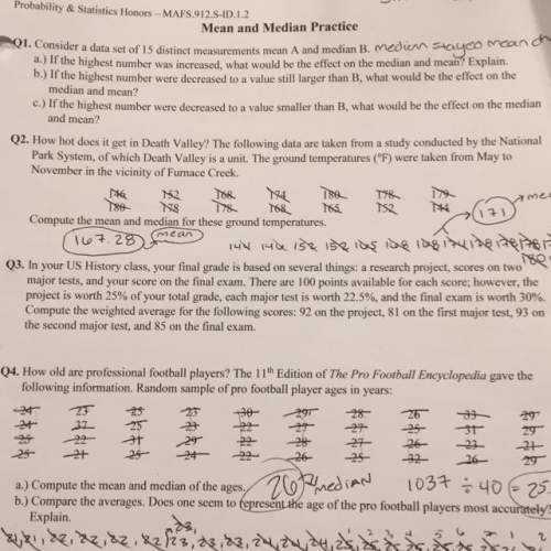 Question #1 mean and median practice homework