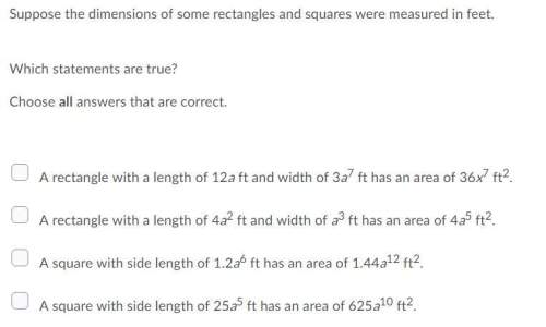 Suppose the dimensions of some rectangles and squares were measured in feet. which statements