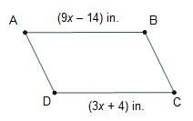 In parallelogram abcd, what is dc?  dc = in.