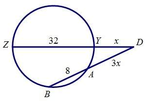 Ineed !  secant db intersects secant dz at point d. find the length of da.&lt;