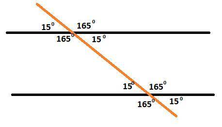 The ratio of the same side interior angles of two parallel lines is 33:3. Find the measures of all e