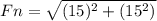 Fn = \sqrt{(15)^{2} + (15^{2} ) }