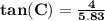 \mathbf{tan(C) = \frac{4}{5.83}}