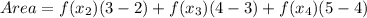 Area=f(x_2)(3-2)+f(x_3)(4-3)+f(x_4)(5-4)