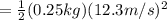 =  \frac{1}{2}(0.25 kg)(12.3 m/s)^2
