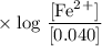 \rm \times\;log\;\dfrac{[Fe^2^+]}{[0.040]}
