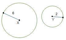 Circle X with a radius of 6 units and circle Y with a radius of 2 units are shown. Which steps would