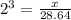 2^3=\frac{x}{28.64}