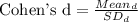 \text{Cohen's d}=\frac{Mean_{d}}{SD_{d}}