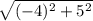 \sqrt{(-4)^2 + 5^2}