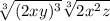 \sqrt[3]{(2xy)^3}\sqrt[3]{2x^2z}