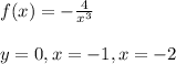 f ( x ) = - \frac{4}{x^3}\\\\y = 0 , x = -1 , x = -2