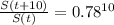 \frac{S(t+10)}{S(t)} = 0.78^{10}