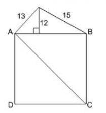 ABCD is a square. The length of each side of the square ABCD is units, and the length of its diagona