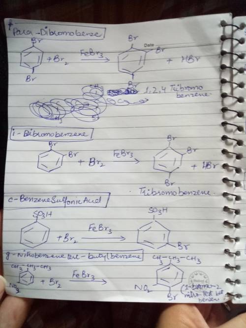 Draw the major product(s) obtained when the following compounds are treated with bromine in the pres