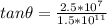 tan  \theta  = \frac{2.5 *10^{7}}{1.5*10^{11}}