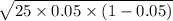 \sqrt{25 \times 0.05 \times (1-0.05)}