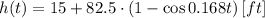 h(t) = 15 + 82.5\cdot (1-\cos 0.168t) \,[ft]