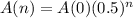 A(n) = A(0)(0.5)^{n}