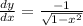 \frac{dy}{dx} = \frac{-1}{\sqrt{1-x^{2}} }