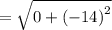 =  \sqrt{0 +  {( - 14)}^{2} }