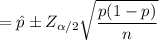 =\hat p  \pm Z_{\alpha/2} \sqrt{\dfrac{ p(1-p)}{n } }