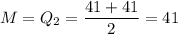 M=Q_2=\dfrac{41+41}{2}=41