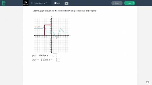 Use the graph to evaluate the function below for specific inputs and outputs.