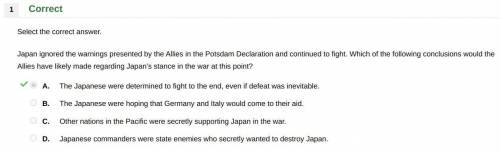 Japan ignored the warnings presented by the Allies in the Potsdam Declaration and continued to fight