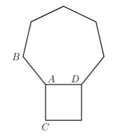 A square and a regular heptagon are coplanar and share a common side $\overline{AD}$, as shown. What