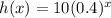 h(x)=10(0.4)^x