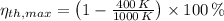 \eta_{th, max} = \left(1-\frac{400\,K}{1000\,K} \right)\times 100\,\%