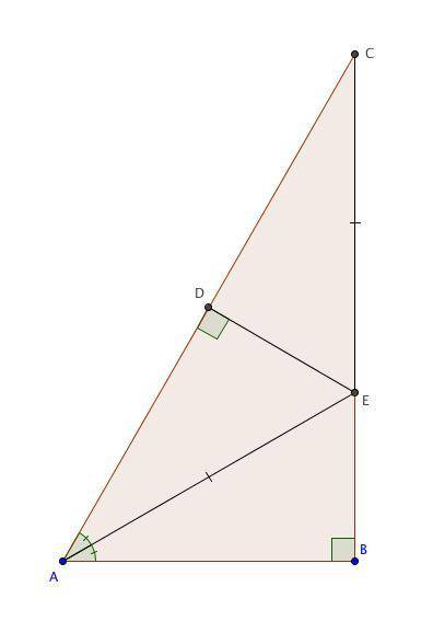 In triangle ABC angle bisector AE is equal to EC. Given AC=2·AB, find m∠ABC, in degrees.