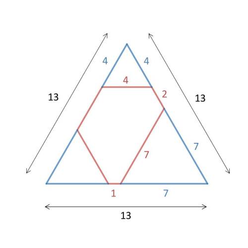 The lengths, in order, of four consecutive sides of an equiangular hexagon are 1, 7, 2 and 4 units,