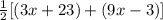 \frac{1}{2}[(3x+23)+(9x-3)]