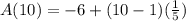A(10) =  - 6 + (10 - 1)( \frac{1}{5} )