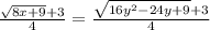 \frac{\sqrt{8x+9}+3}{4}= \frac{\sqrt{16y^2-24y+9}+3}{4}
