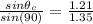 \frac{sin \theta_c }{sin (90) } =  \frac{1.21}{1.35 }