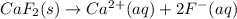CaF_2(s)\rightarrow Ca^{2+}(aq)+2F^-(aq)